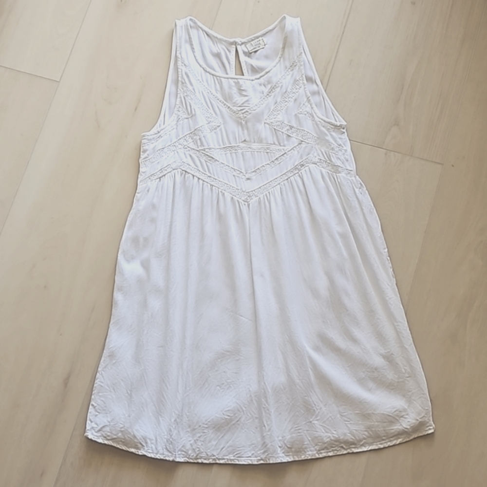 Volcom white mini dress with crochet trim